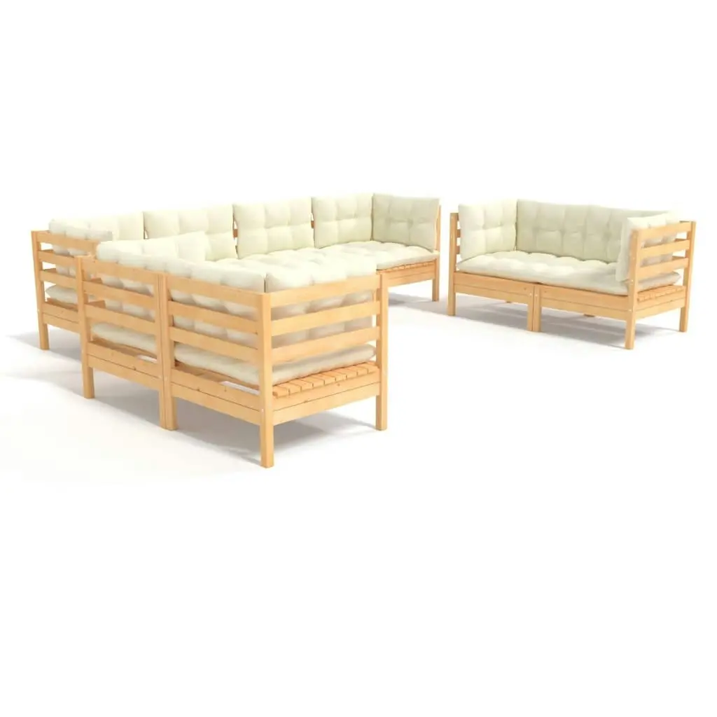 8 Piece Garden Lounge Set with Cream Cushions Solid Pinewood 3096268