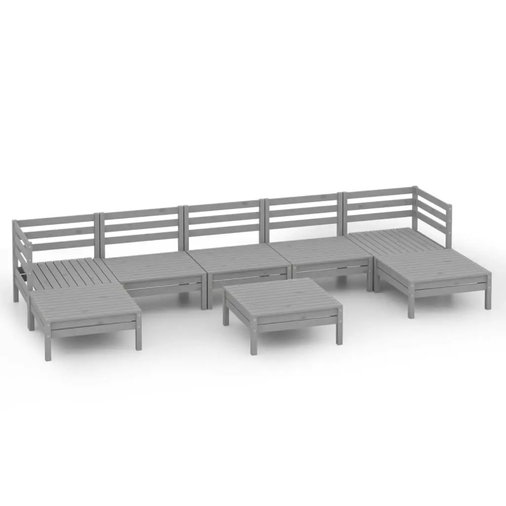 8 Piece Garden Lounge Set Grey Solid Pinewood 3083351