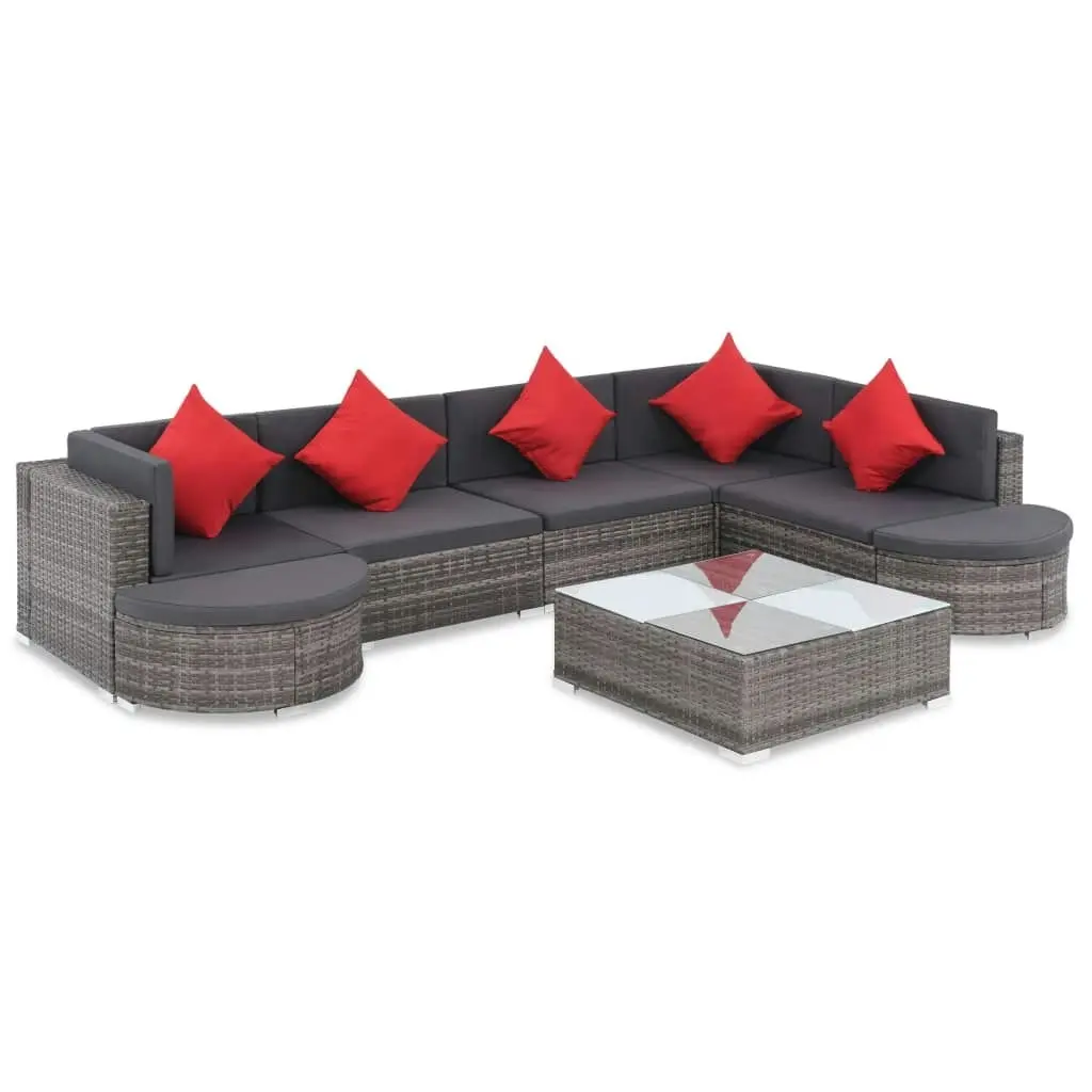 8 Piece Garden Lounge Set with Cushions Poly Rattan Grey 44424