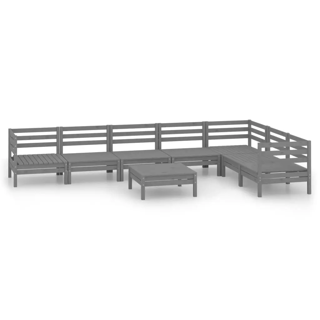 8 Piece Garden Lounge Set Solid Pinewood Grey 3083021