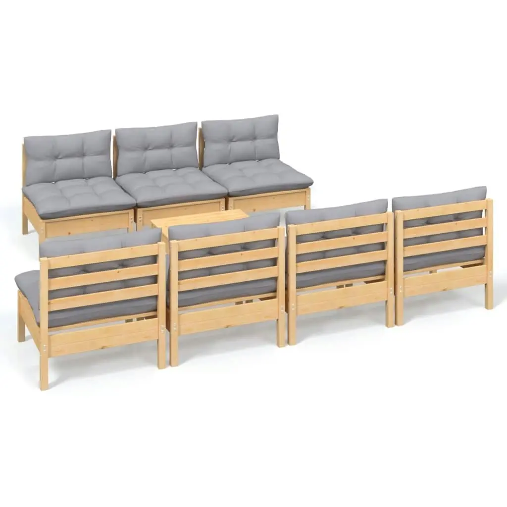 8 Piece Garden Lounge Set with Grey Cushions Pinewood 3096135