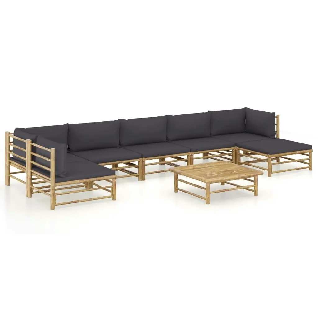 8 Piece Garden Lounge Set with Dark Grey Cushions Bamboo 3058250