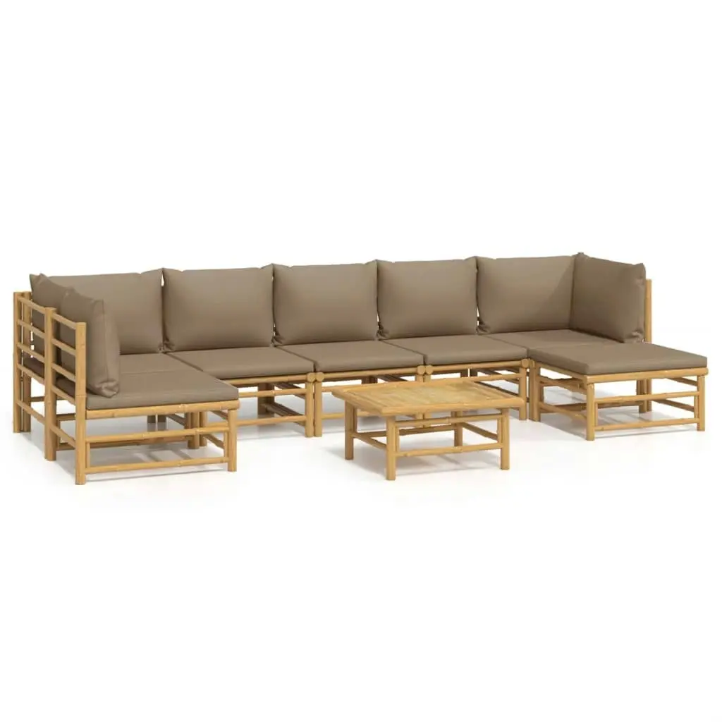 8 Piece Garden Lounge Set with Taupe Cushions  Bamboo 3155142