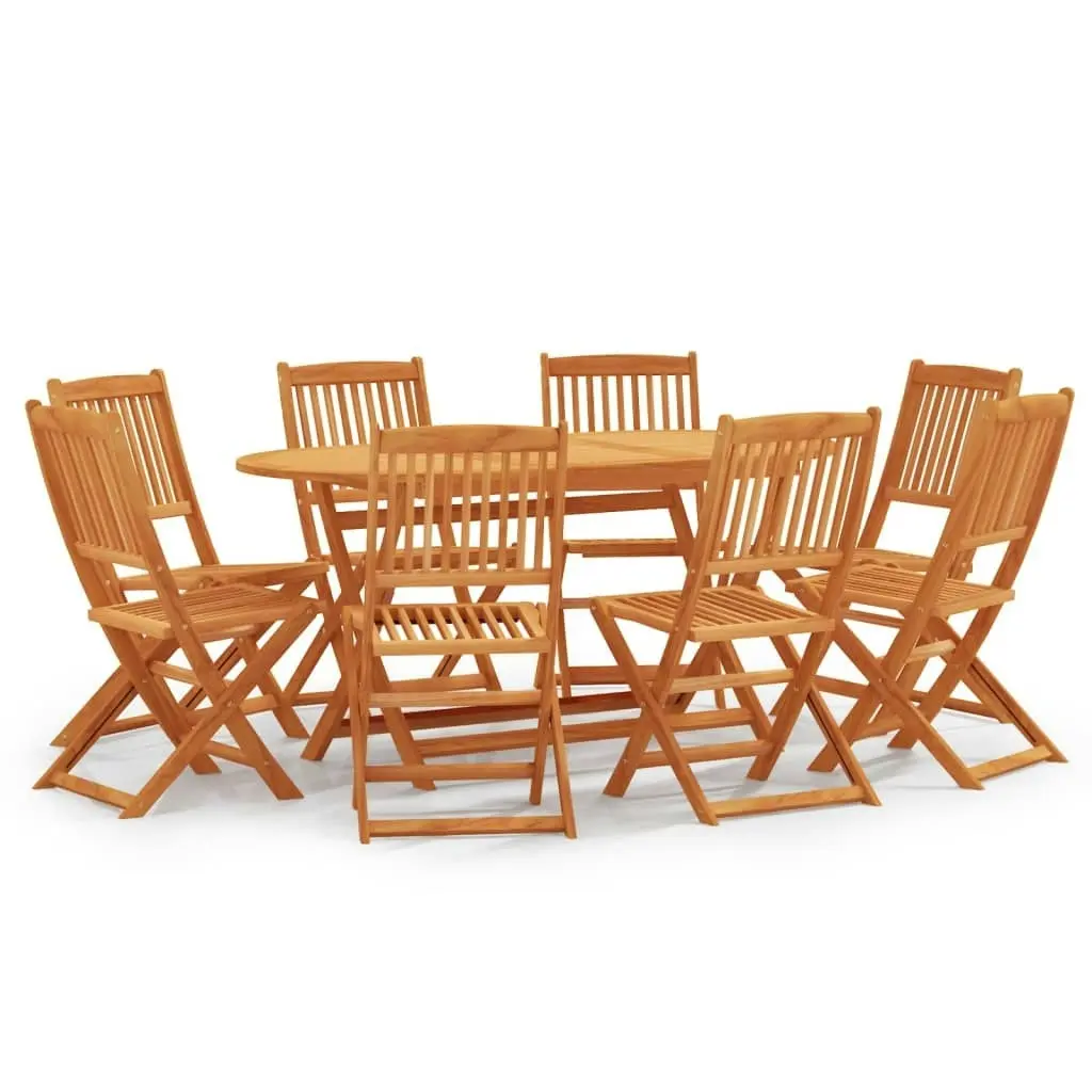 9 Piece Folding Outdoor Dining Set Solid Eucalyptus Wood 3087158