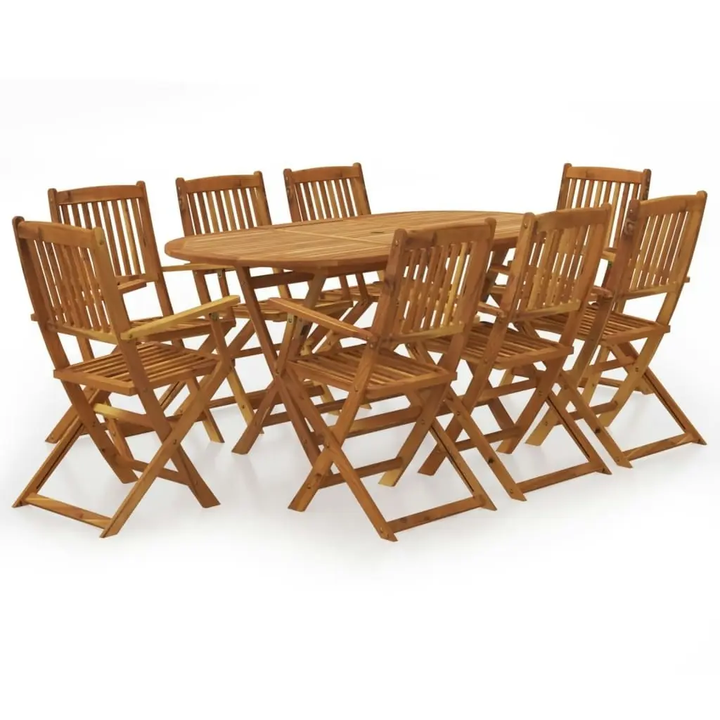 9 Piece Folding Outdoor Dining Set Solid Acacia Wood 43378