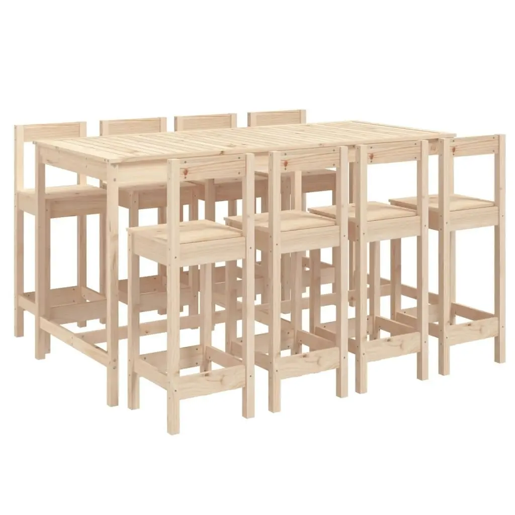 9 Piece Garden Bar Set Solid Wood Pine 3154770