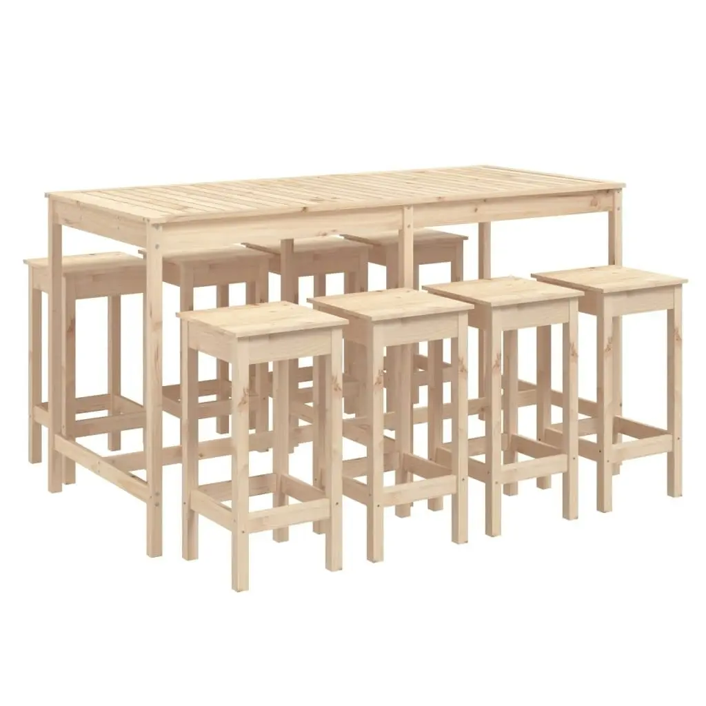 9 Piece Garden Bar Set Solid Wood Pine 3154765