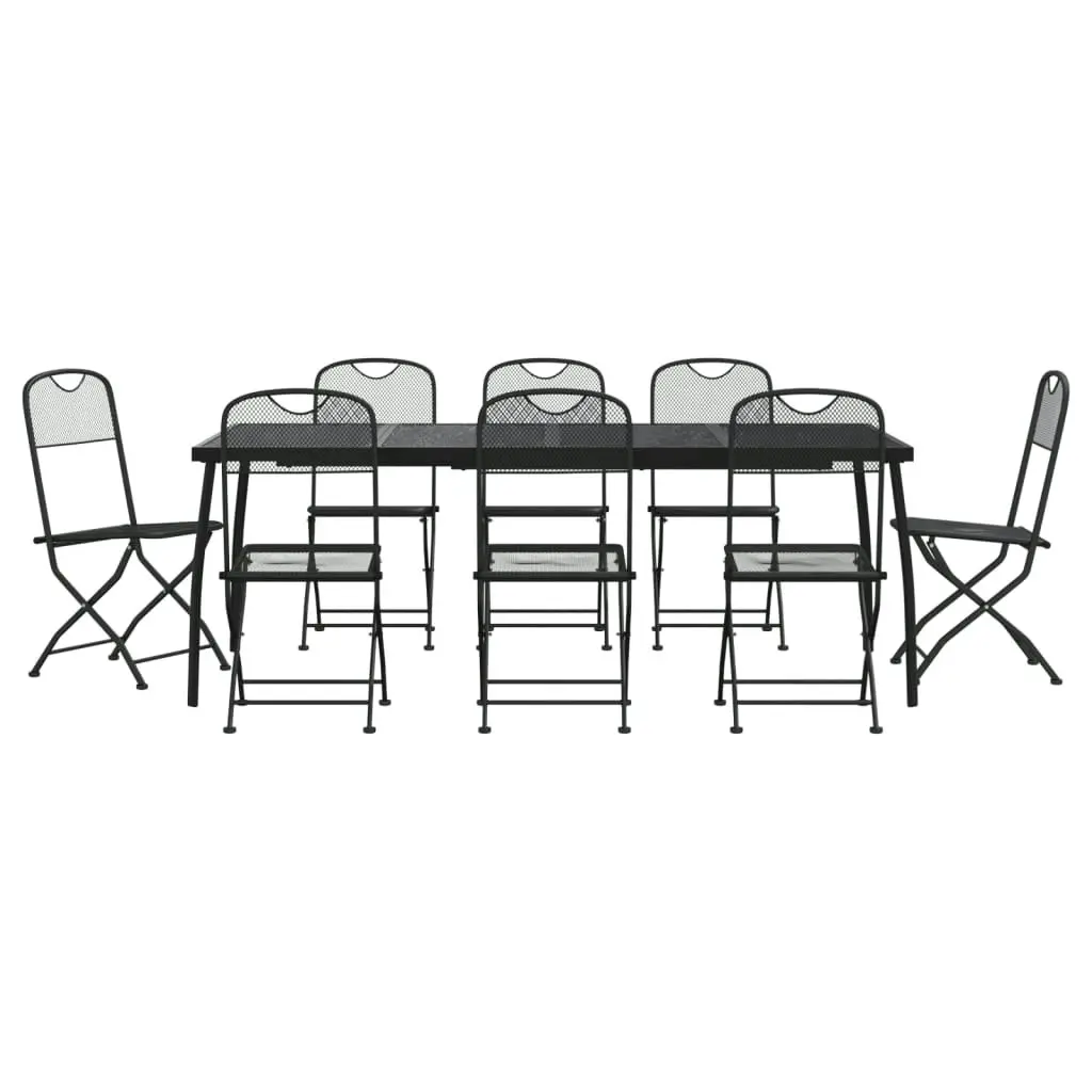 9 Piece Garden Dining Set Anthracite Metal Mesh 3211816