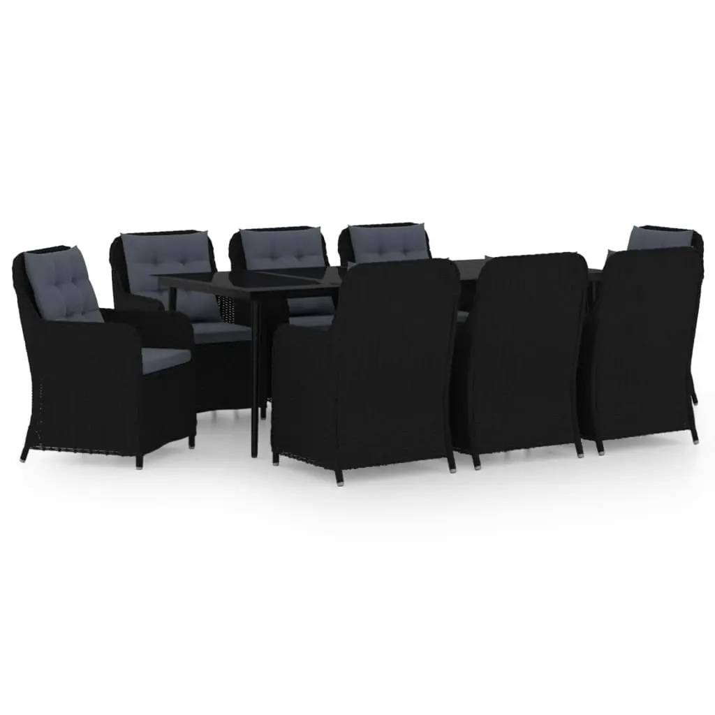 9 Piece Garden Dining Set Black 3099576