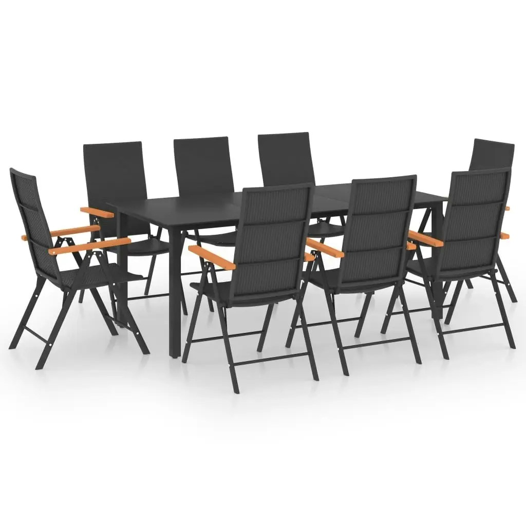 9 Piece Garden Dining Set Black and Brown 3060075