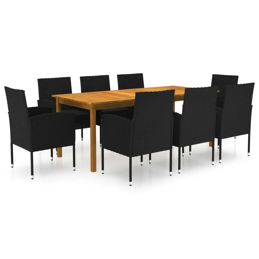 9 Piece Garden Dining Set Black 3067931