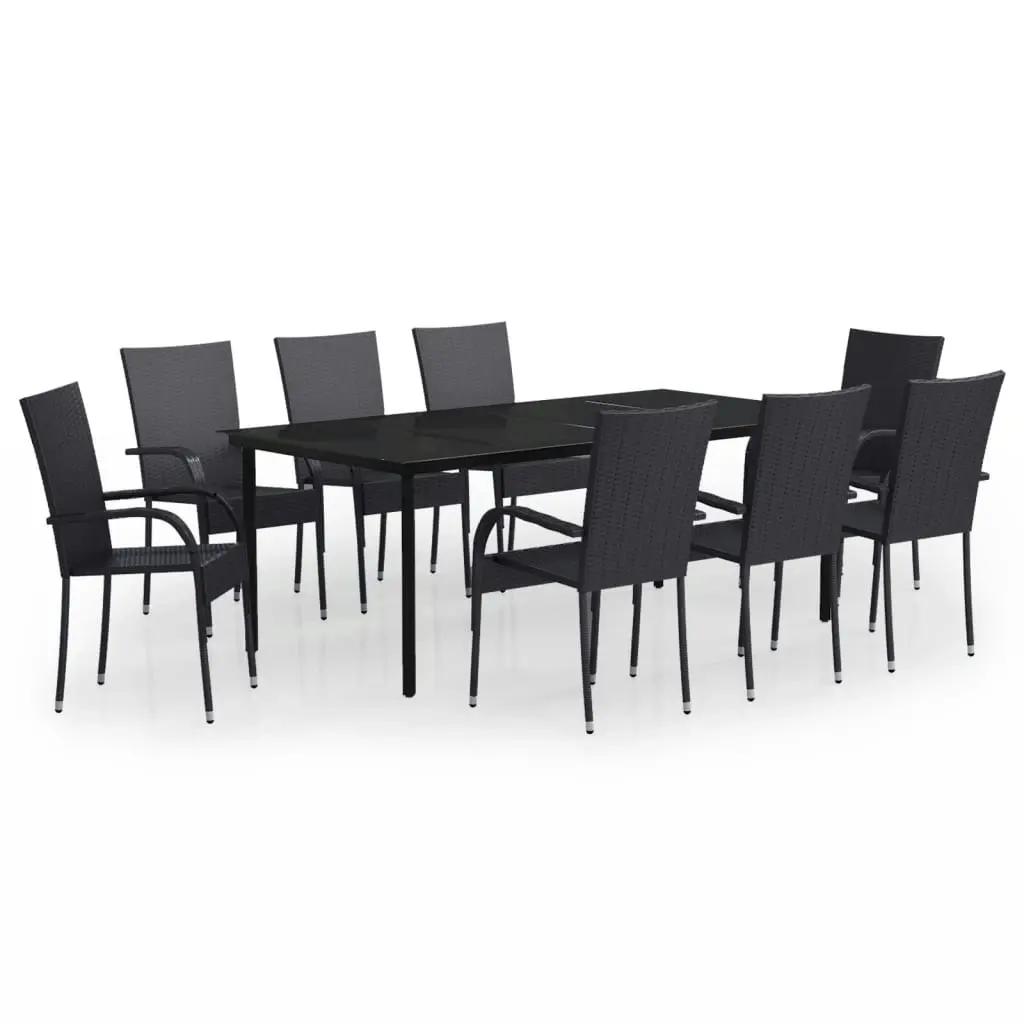 9 Piece Garden Dining Set Black 3099382