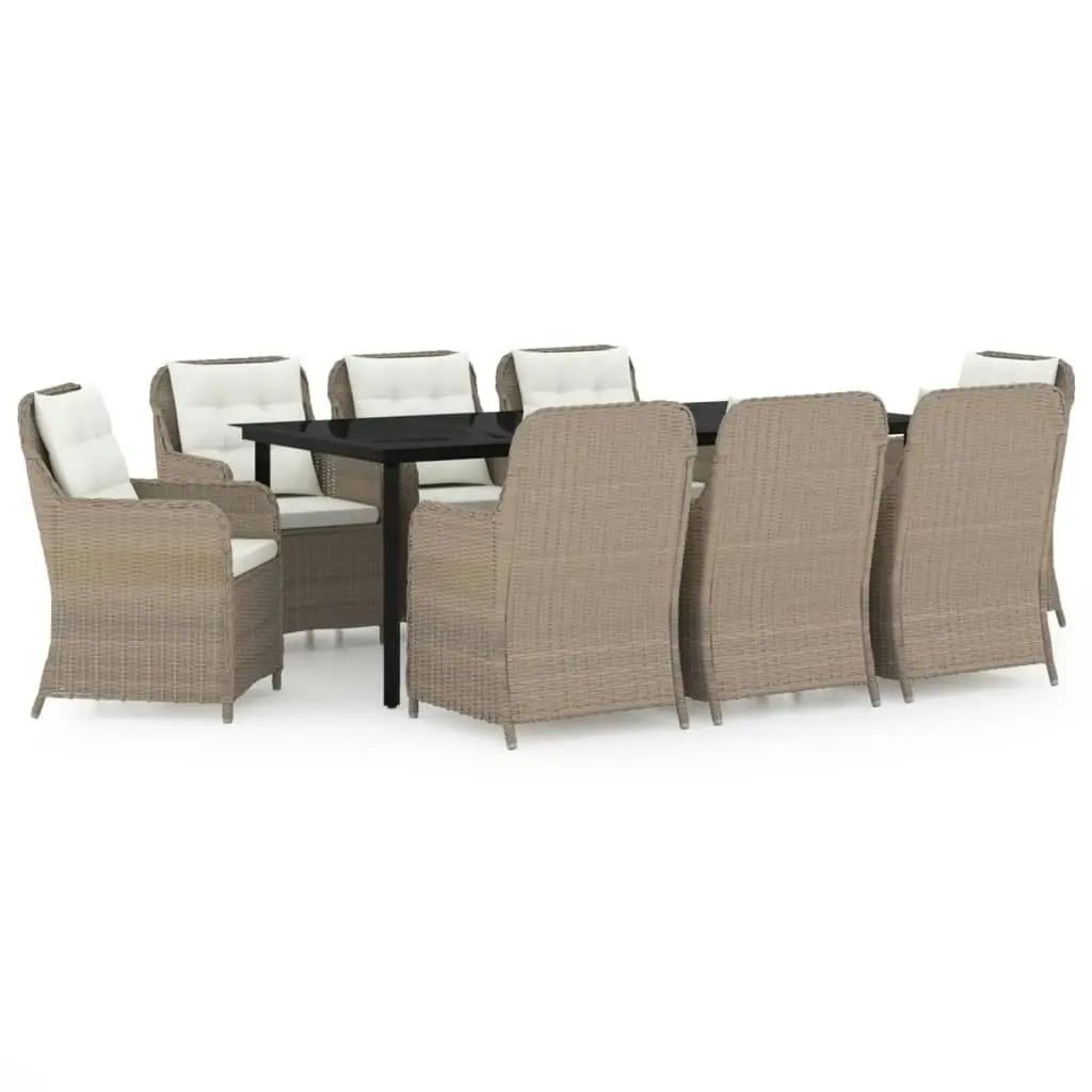 9 Piece Garden Dining Set Brown 3099558