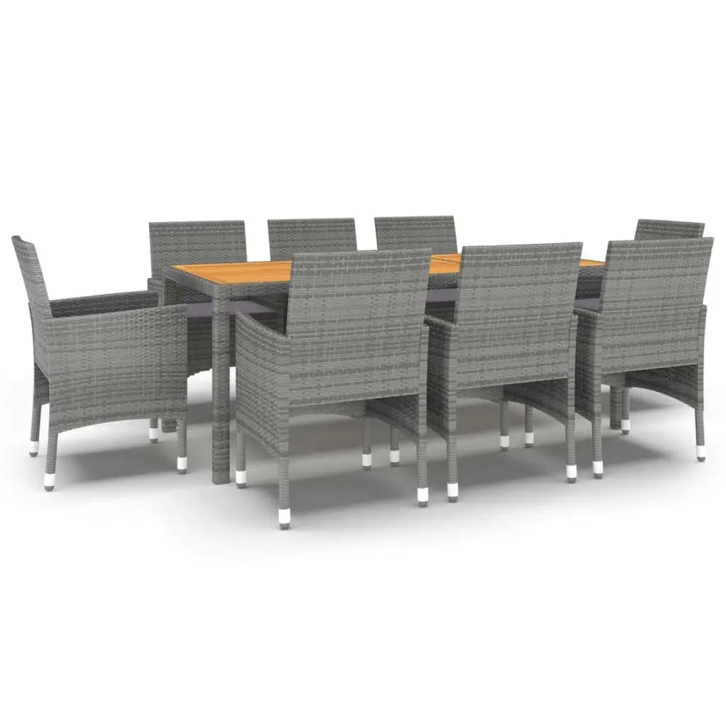 9 Piece Garden Dining Set Poly Rattan Grey 3058453