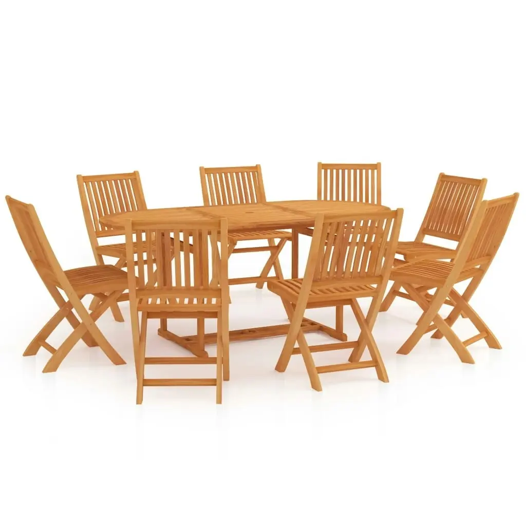 9 Piece Garden Dining Set Solid Teak Wood 3059564