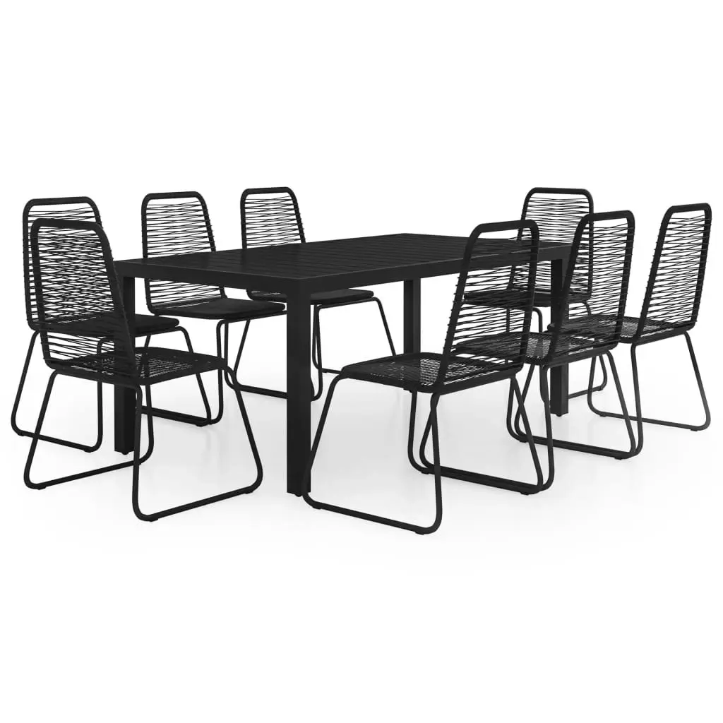 9 Piece Garden Dining Set PVC Rattan Black 3060123