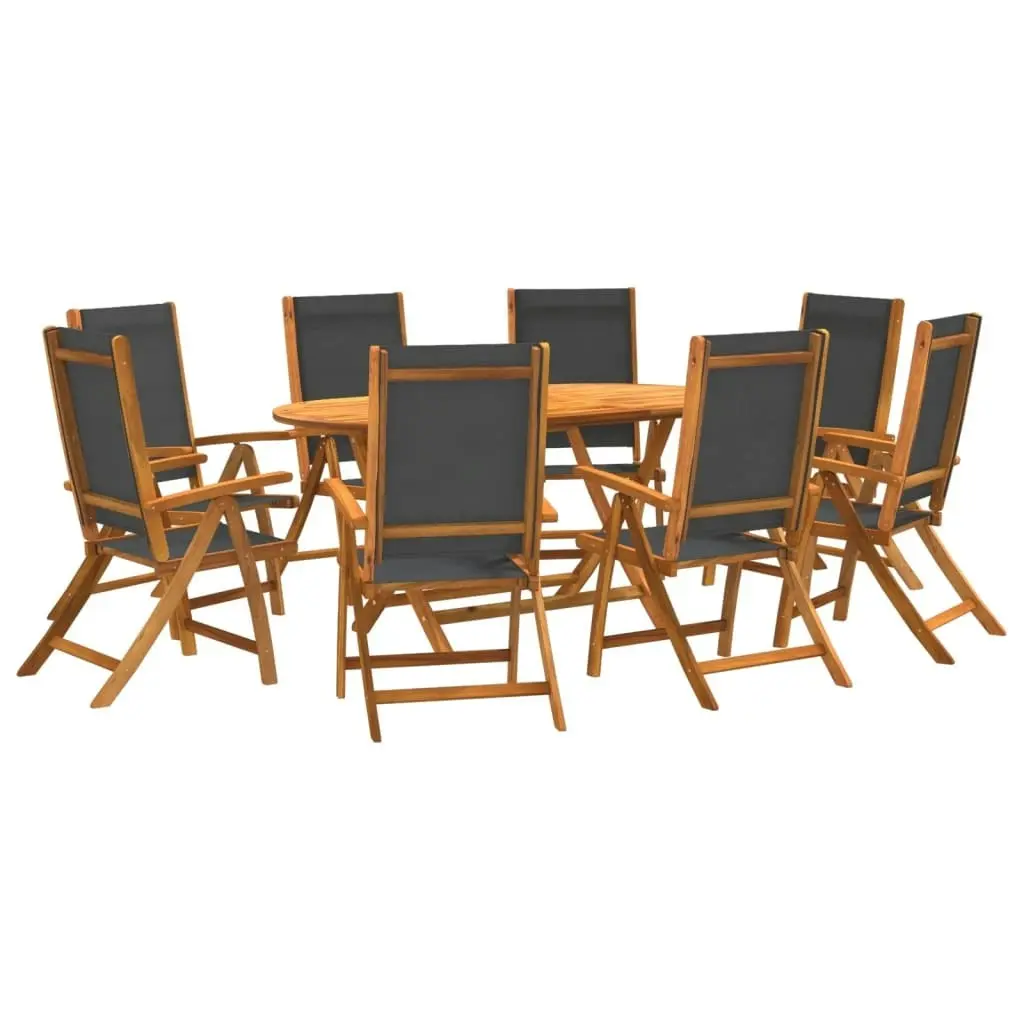 9 Piece Garden Dining Set Solid Wood Acacia and Textilene 3279257