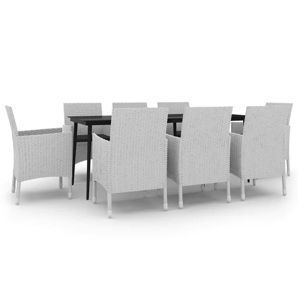 9 Piece Garden Dining Set with Cushions Poly Rattan and Glass 3099750