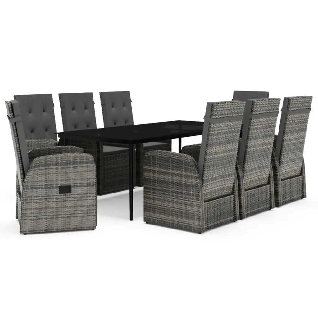 9 Piece Garden Dining Set with Cushions Grey 3099502