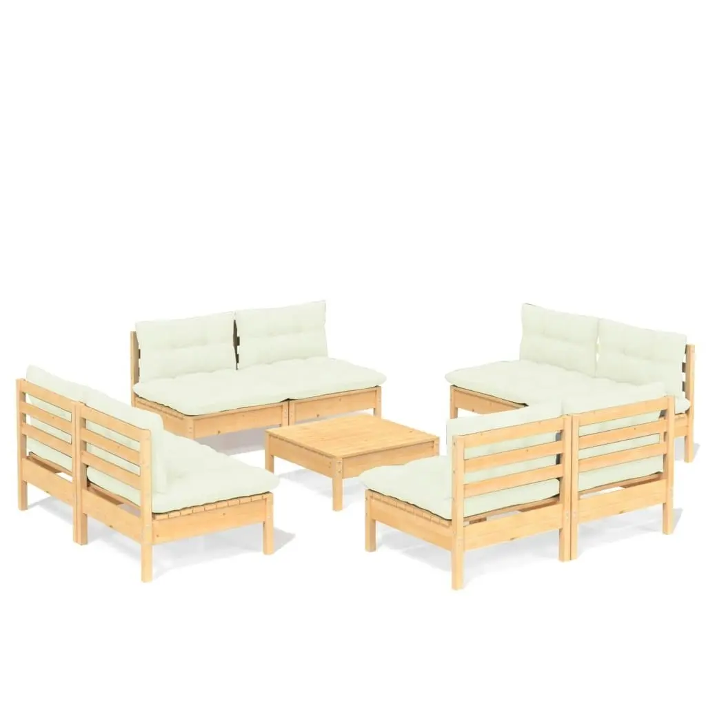 9 Piece Garden Lounge Set with Cream Cushions Pinewood 3096046