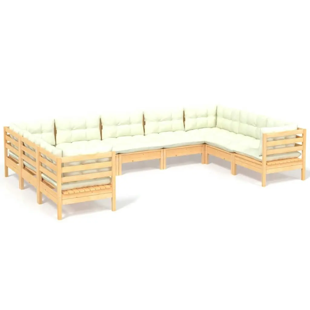 9 Piece Garden Lounge Set with Cream Cushions Pinewood 3097319