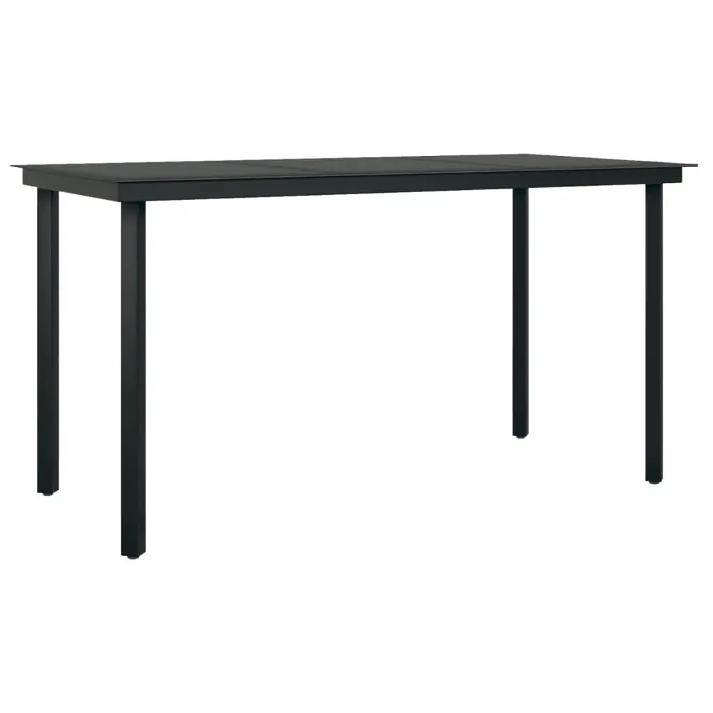 Garden Dining Table Black 140x70x74 cm Steel and Glass 318747