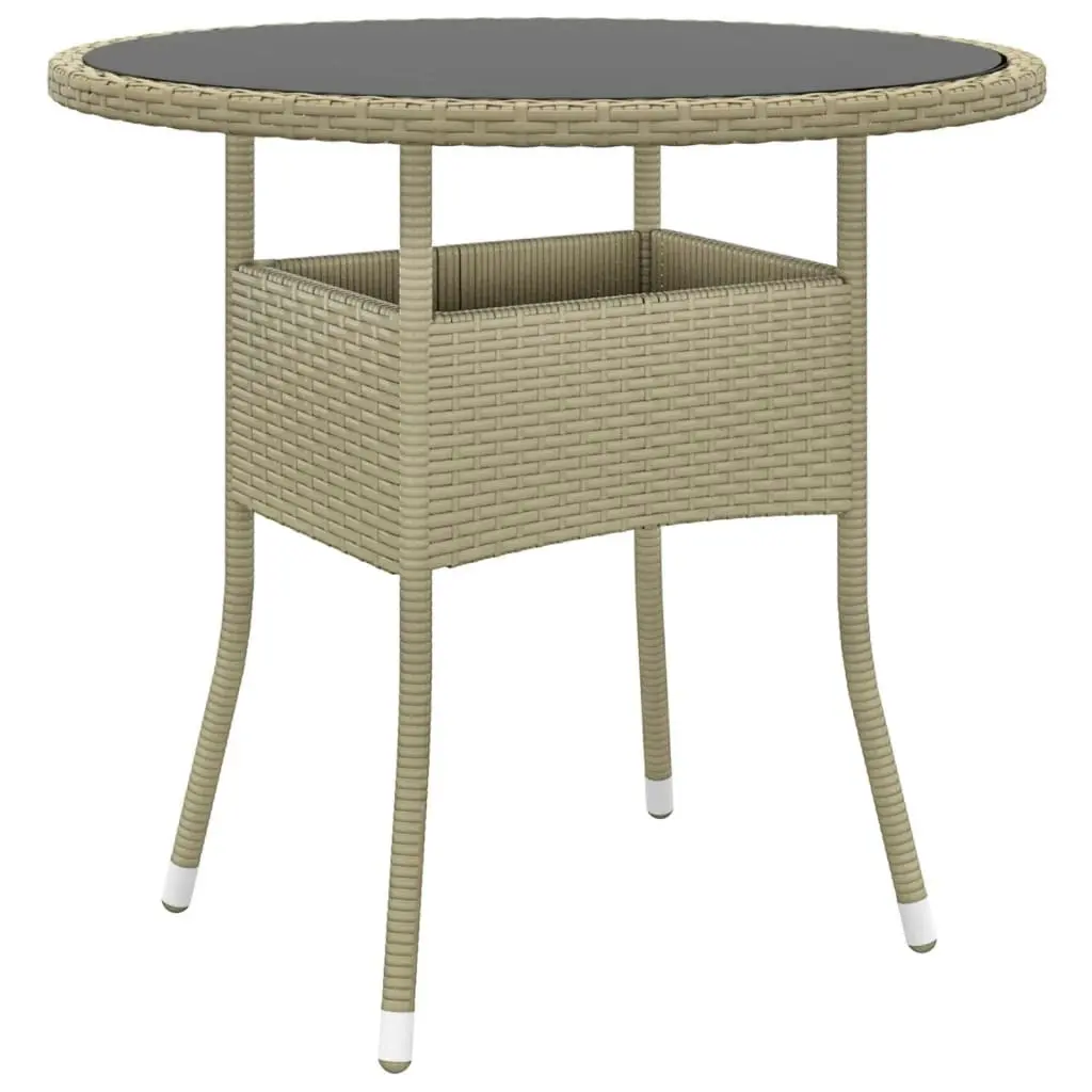 Garden Table ?0x75 cm Tempered Glass and Poly Rattan Beige 310607