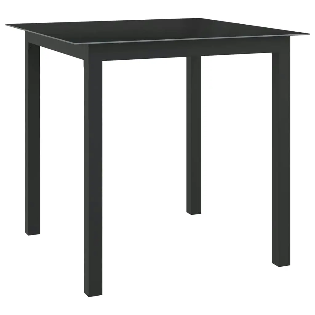 Garden Table Black 80x80x74 cm Aluminium and Glass 312200