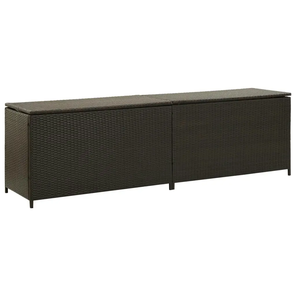 Garden Storage Box Poly Rattan 200x50x60 cm Brown 46475