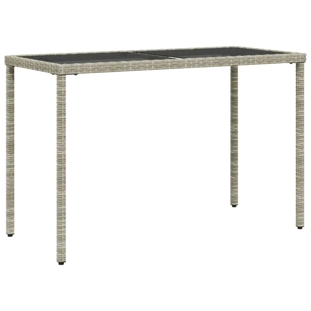 Garden Table with Glass Top Light Grey 115x54x74 cm Poly Rattan 365079