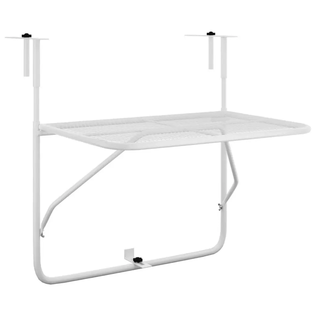 Balcony Table White 60x40 cm Steel 340916