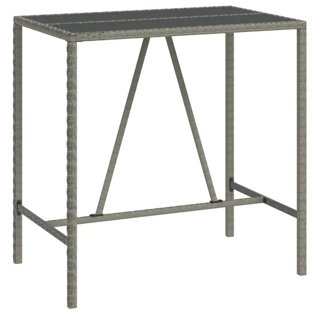 Bar Table with Glass Top Grey 110x70x110 cm Poly Rattan 362589