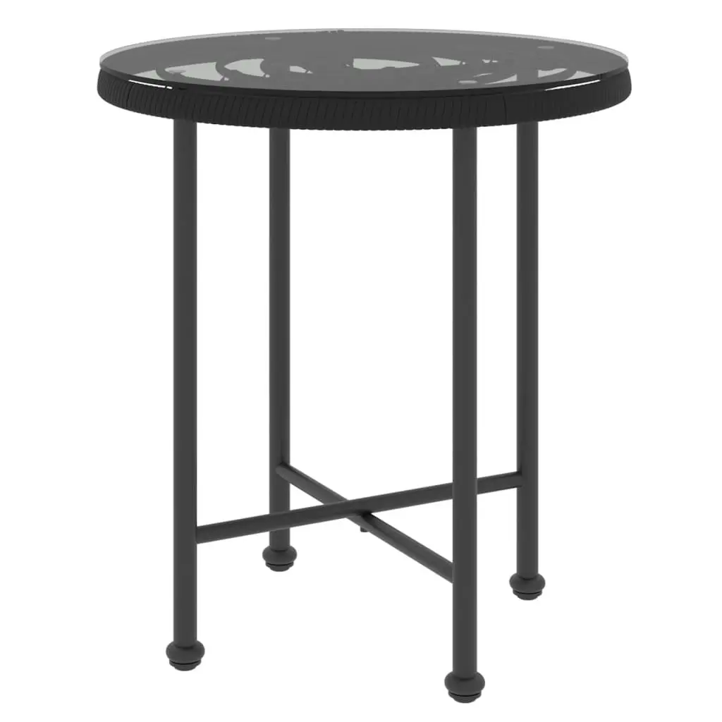 Dining Table Black ?0 cm?empered Glass and Steel 319433