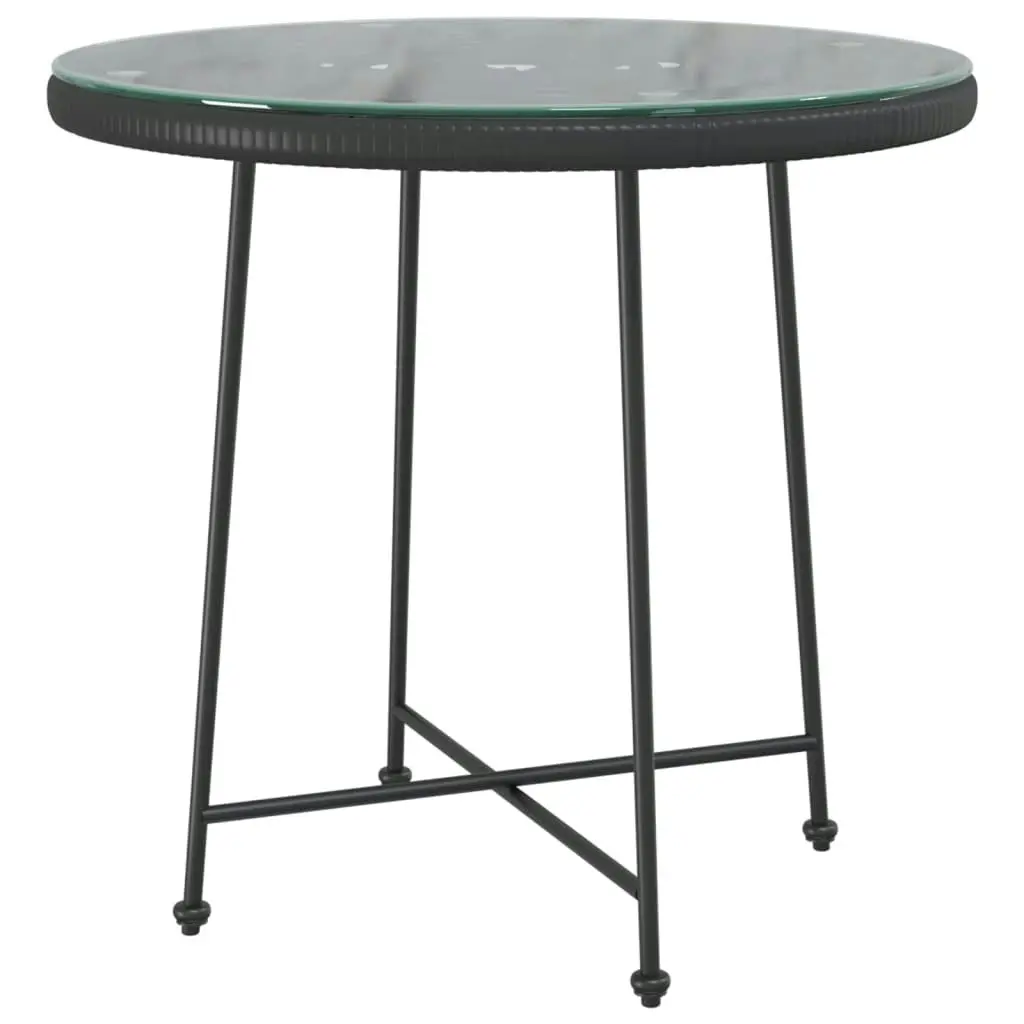 Dining Table Black ?0 cm?empered Glass and Steel 319437