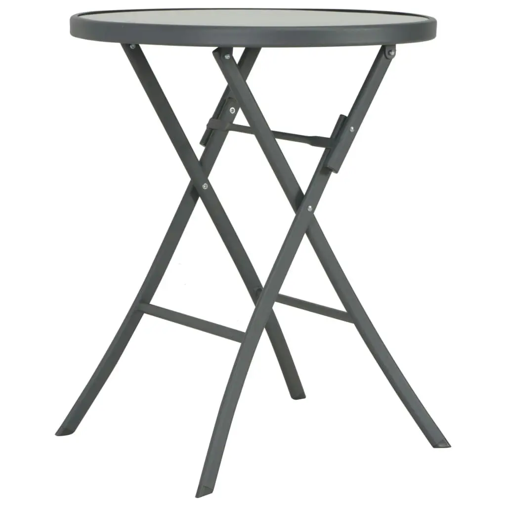 Folding Bistro Table Grey 60x70 cm Glass and Steel 44714