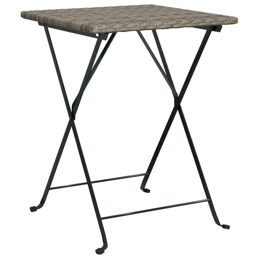 Folding Bistro Table Grey 55x54x71 cm Poly Rattan 319985