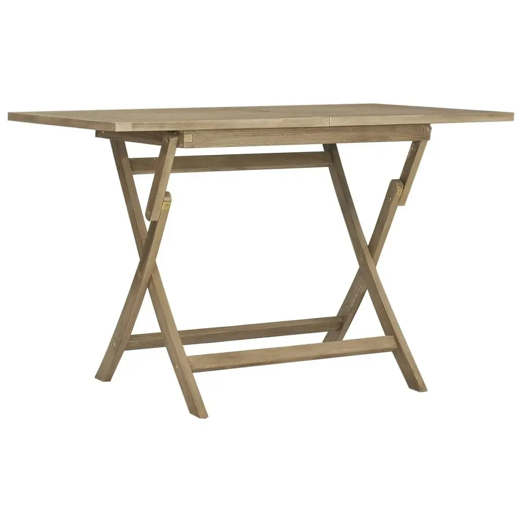 Folding Garden Table Grey 120x70x75 cm Solid Wood Teak 362763