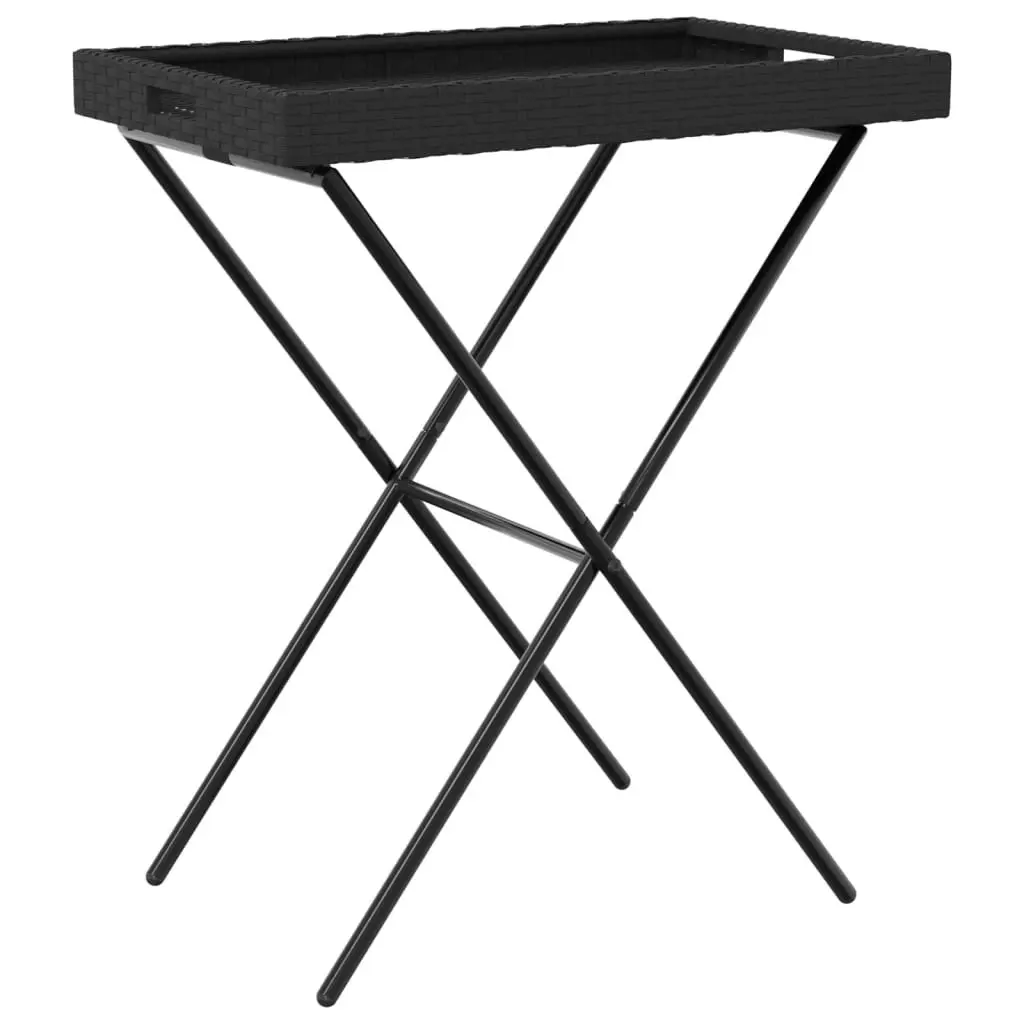 Folding Tray Table Black 65x40x75 cm Poly Rattan 365127