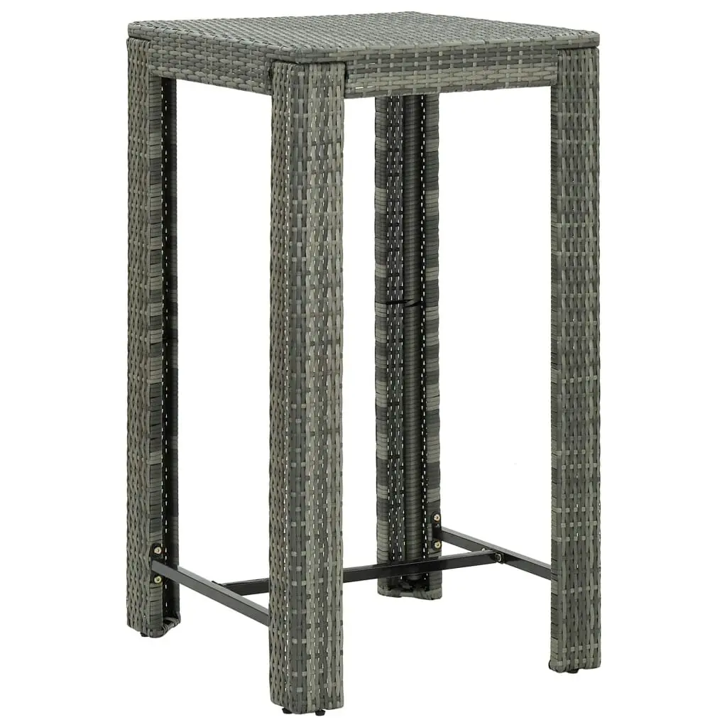 Garden Bar Table Grey 60.5x60.5x110.5 cm Poly Rattan 45872