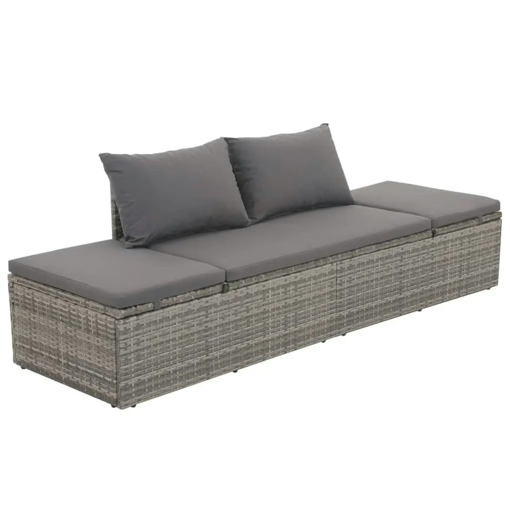 Garden Bed Grey 195x60 cm Poly Rattan 43955