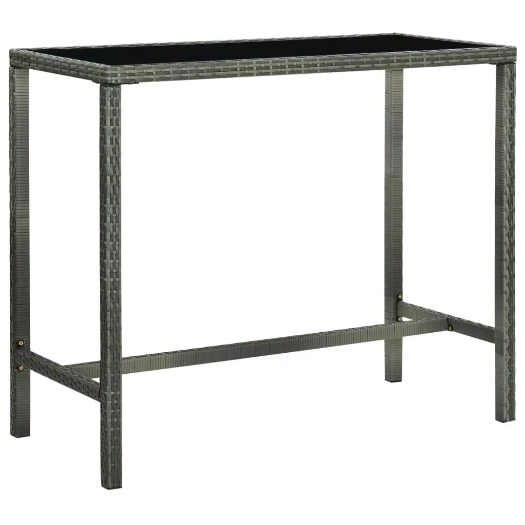 Garden Bar Table Grey 130x60x110 cm Poly Rattan and Glass 313462