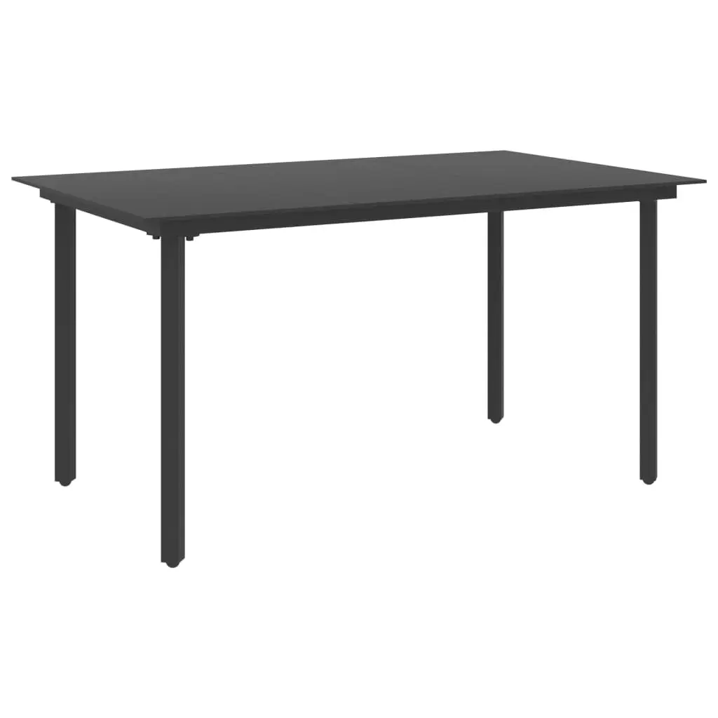 Garden Dining Table Black 150x80x74 cm Steel and Glass 313110