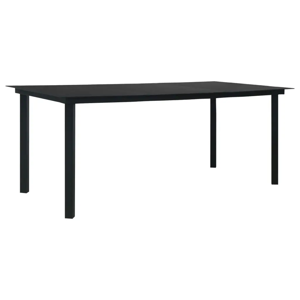 Garden Dining Table Black 190x90x74 cm Steel and Glass 312163