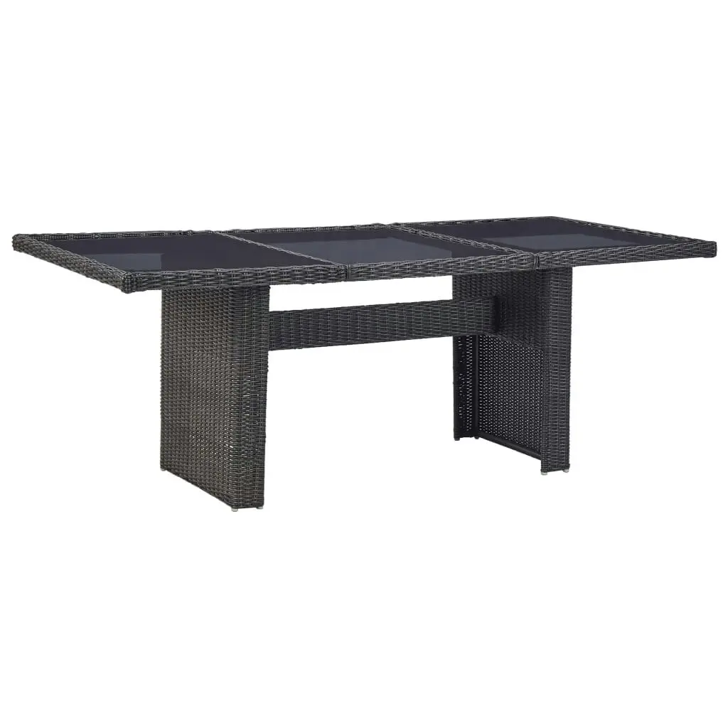 Garden Dining Table Black 200x100x74 cm Glass and Poly Rattan 310145