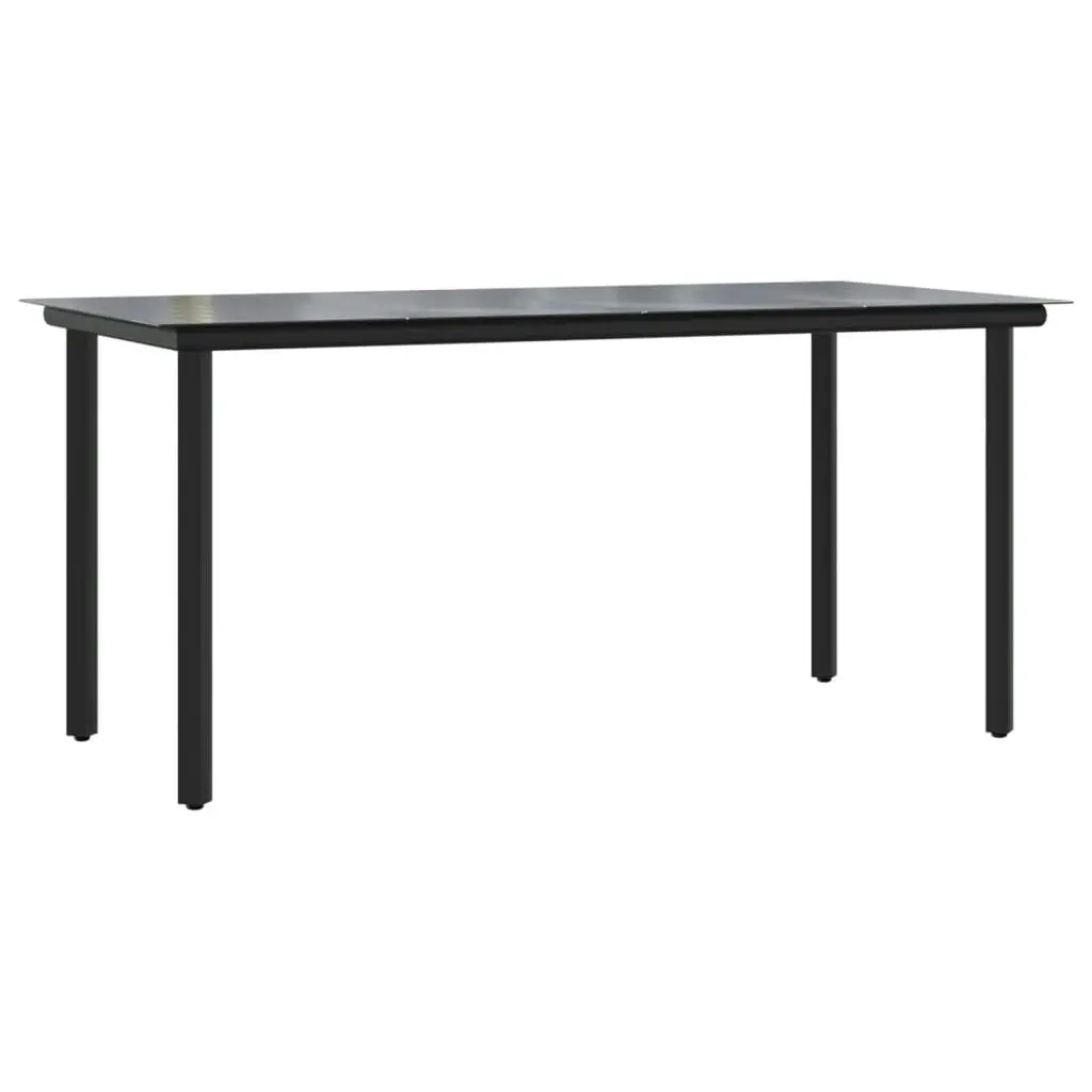 Garden Dining Table Black 160x80x74cm Steel and Tempered Glass 319283