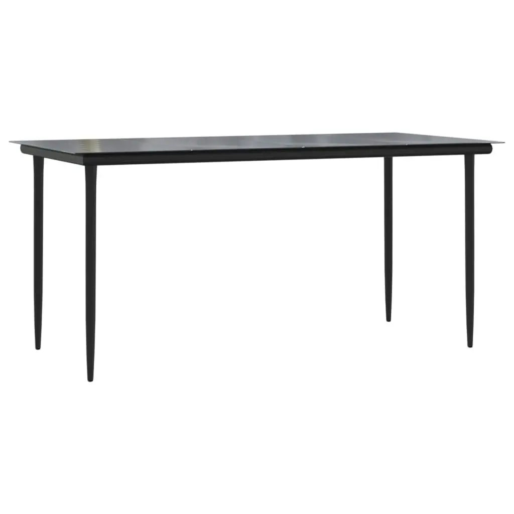 Garden Dining Table Black 160x80x74cm Steel and Tempered Glass 319279