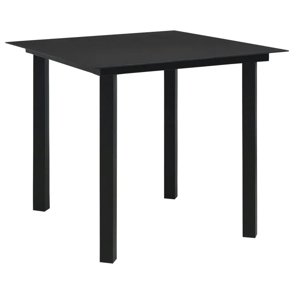 Garden Dining Table Black 80x80x74 cm Steel and Glass 312161