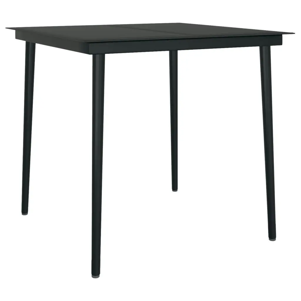 Garden Dining Table Black 80x80x74 cm Steel and Glass 318749