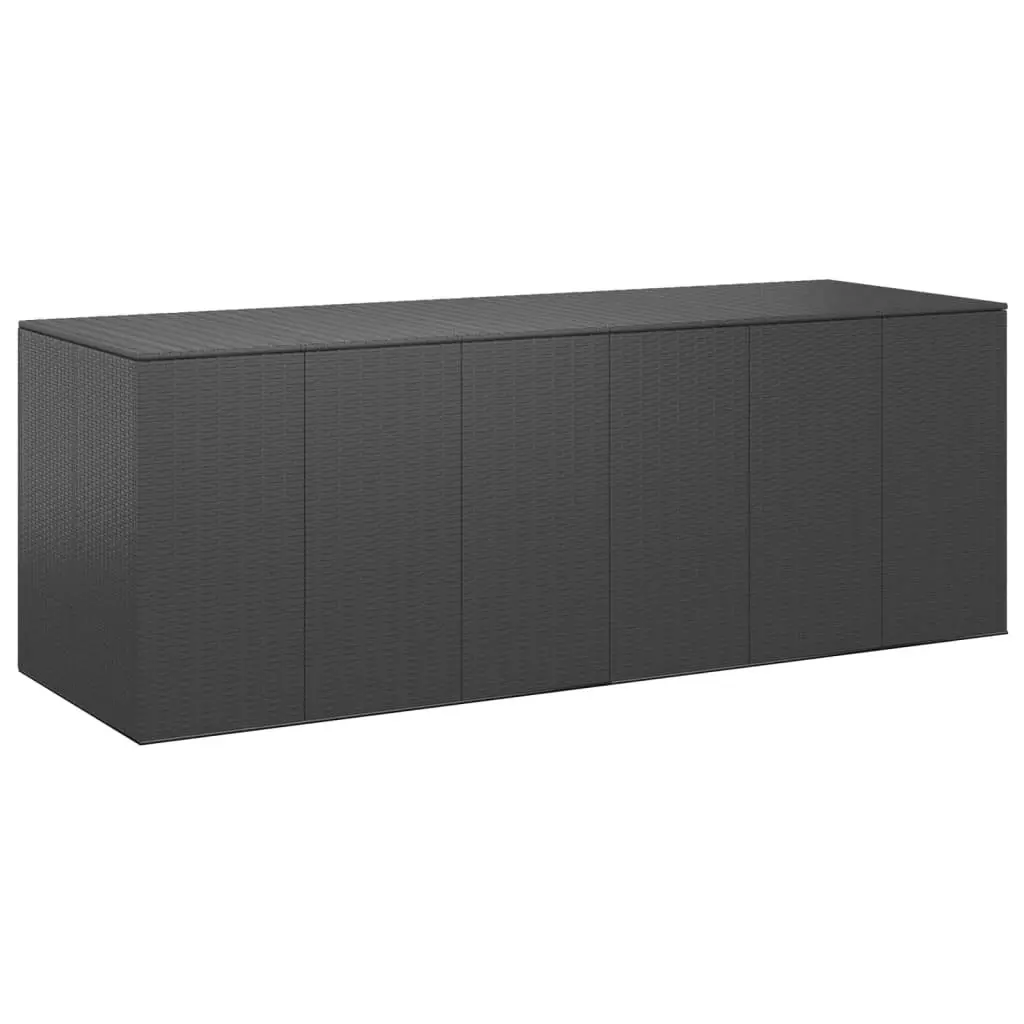 Garden Cushion Box PE Rattan 291x100.5x104 cm Black 317235