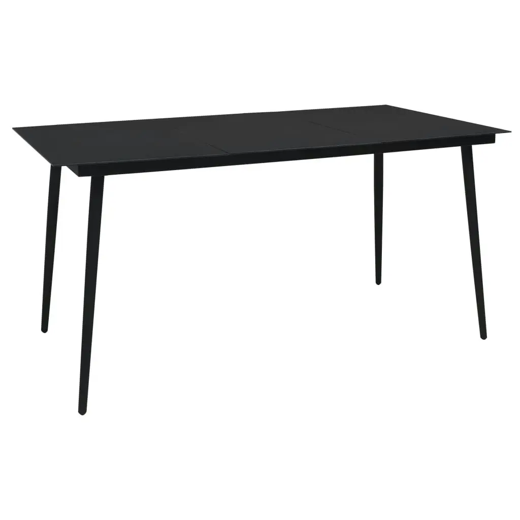 Garden Dining Table Black 150x80x74 cm Steel and Glass 312158